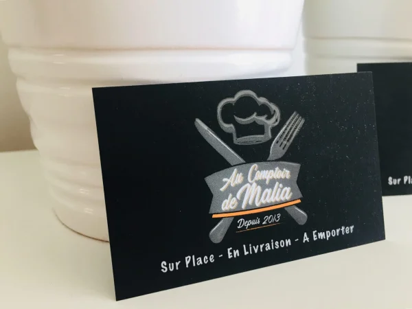 Carte de visite vernis sélective 3D finitions soft touch