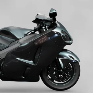 Moto sportive noire avec marquage adhésif personnalisé