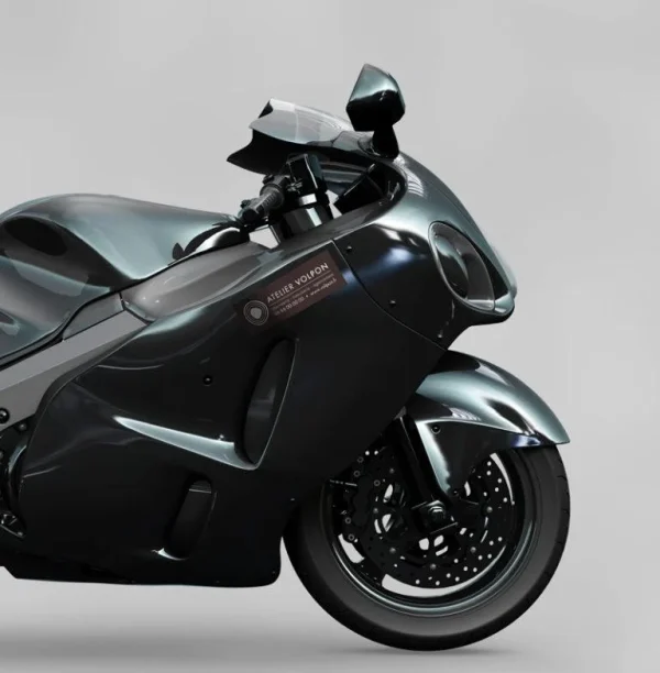 Moto sportive noire avec marquage adhésif personnalisé