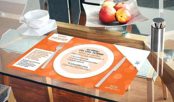 set de table publicitaire menu
