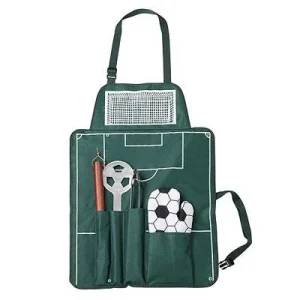 Tablier barbecue 'football'en polyester 600D comprenant une spatule,une fourchette à viande et une pince