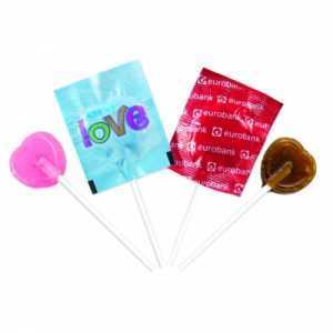 Sucettes / bonbons « coeurs » personnalisés spécial Saint Valentin pour communication