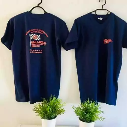 tshirt bio marquage coeur et dos bleu