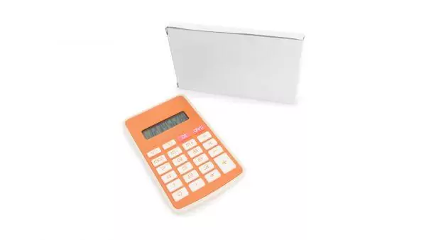 Calculatrice à 8 chiffres de conception bicolore originale avec couleurs vives et clavier souple. Pile bouton incluse avec film de protection. Présentée dans une boîte individuelle. Pile Bouton Inclus