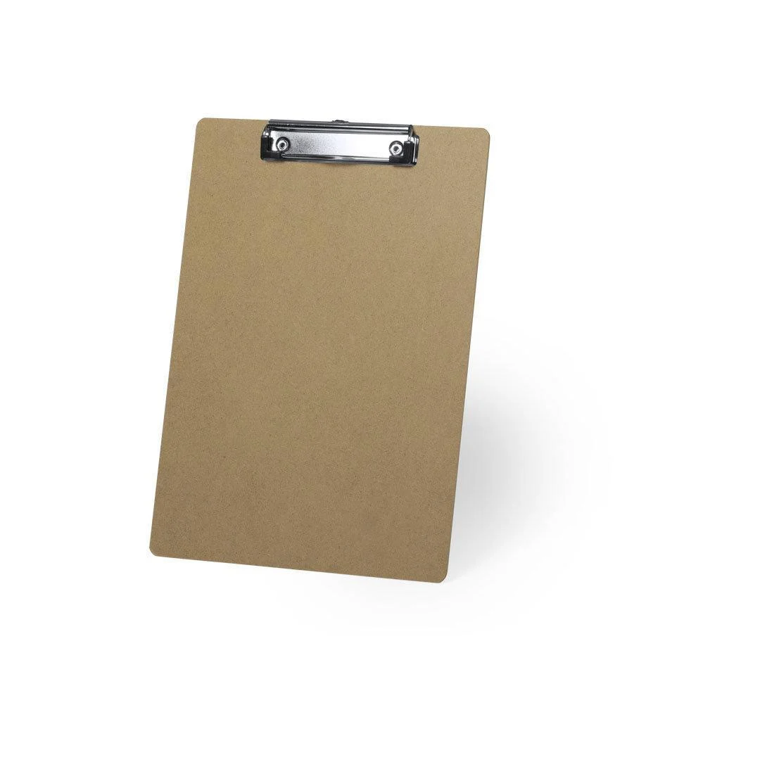 Porte bloc MDF au format A4. Avec clip robuste et un revêtement d'angle pour éviter d'endommager les documents. MDF