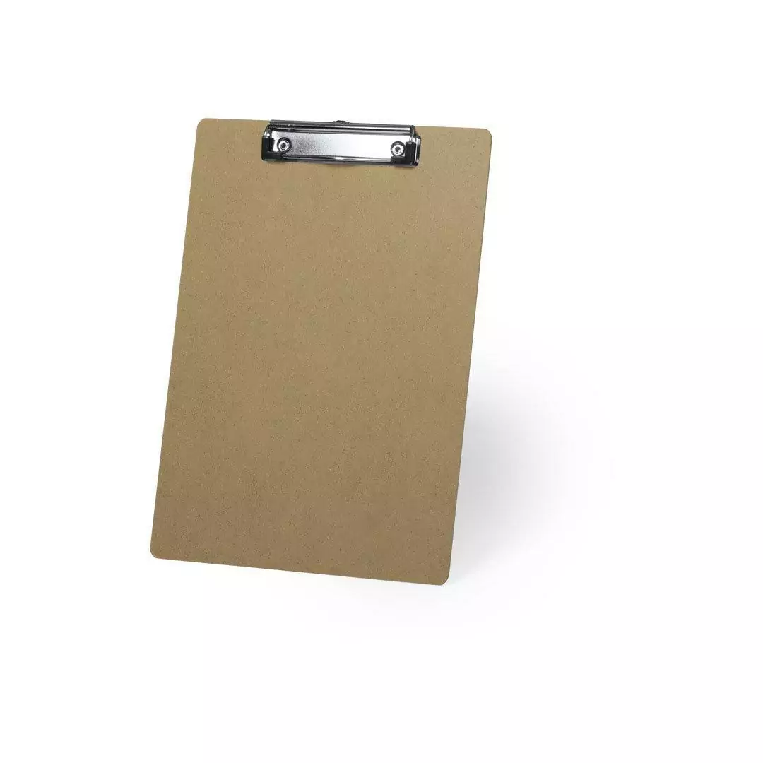 Porte bloc MDF au format A4. Avec clip robuste et un revêtement d'angle pour éviter d'endommager les documents. MDF