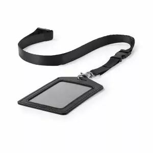 tour de cou avec badge publicitaire cuir