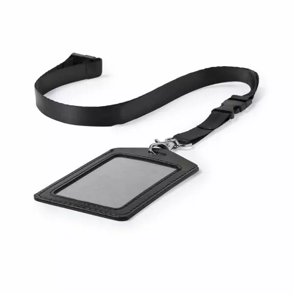 tour de cou avec badge publicitaire cuir