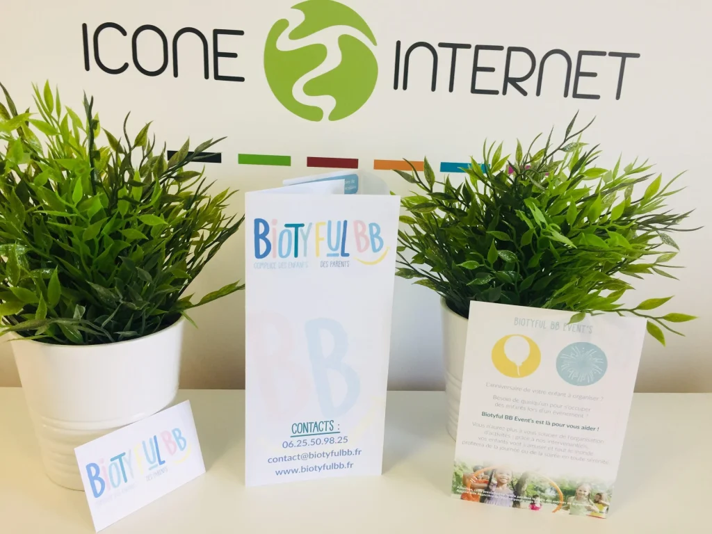 Cartes de visite et flyers pochettes rabats service icone internet