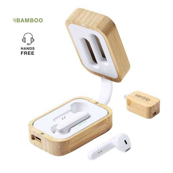 écouteurs sans fil bambou personnalisé