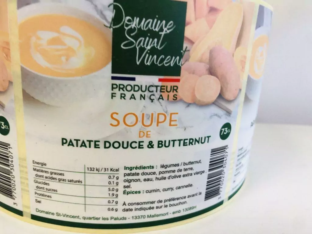 Étiquettes packaging soupe
