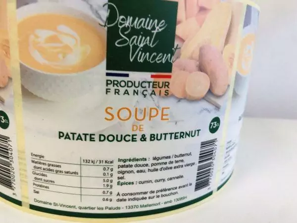 Étiquettes packaging soupe