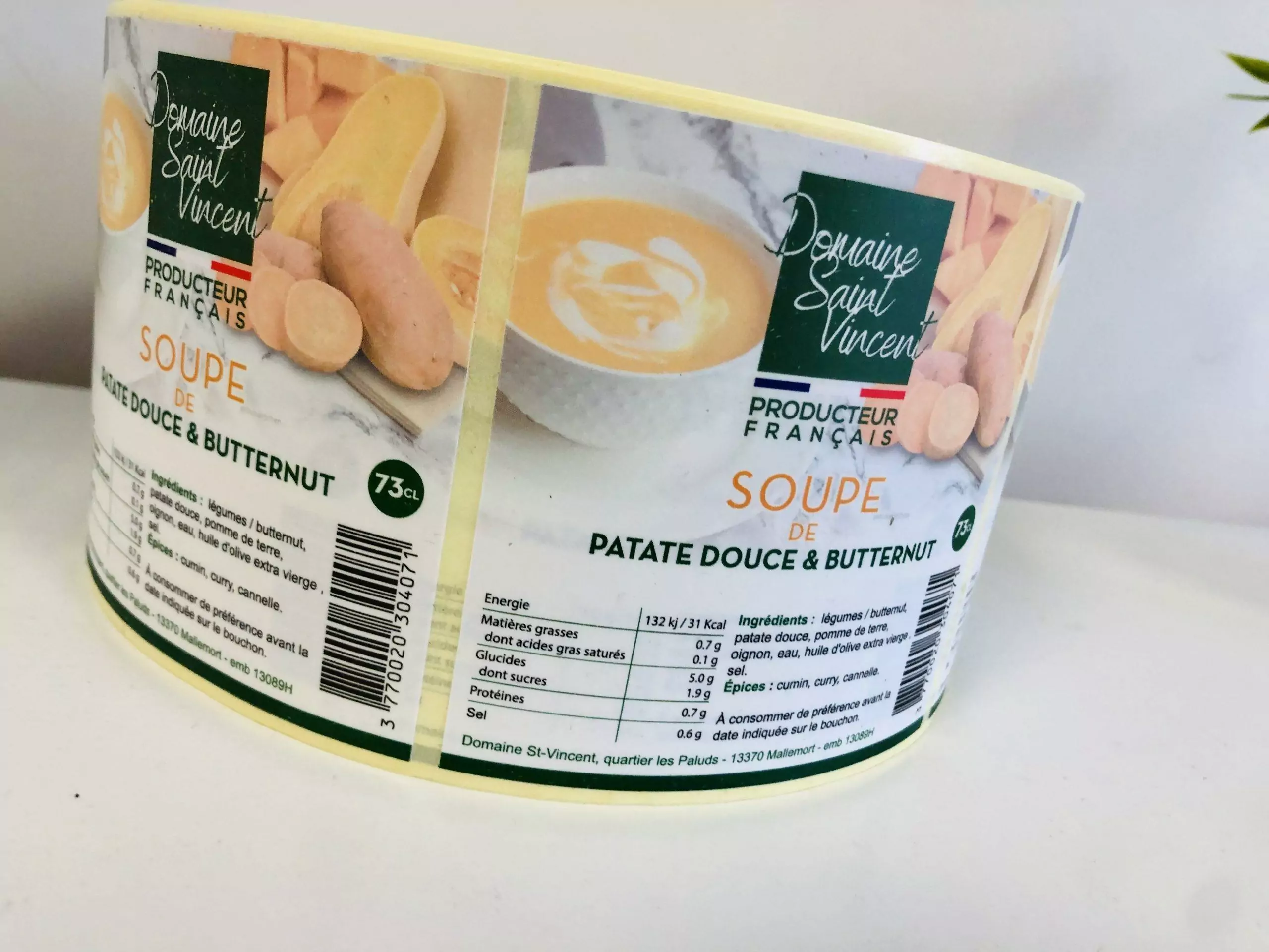 Étiquettes packaging soupe