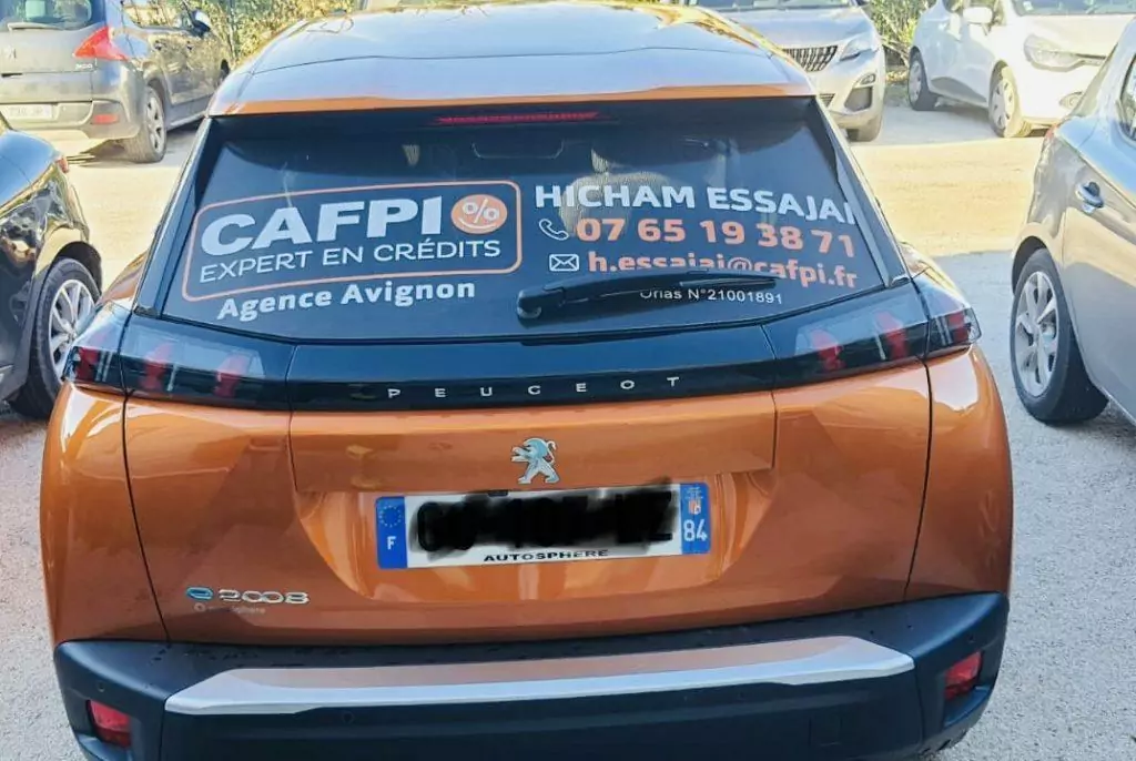 Flocage micro perforé arrière véhicule agence immobilière