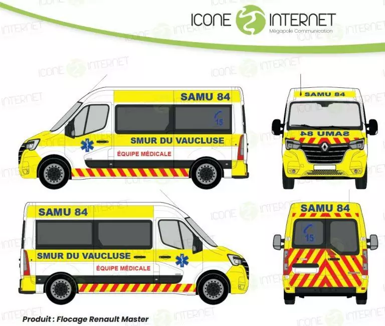 flocage samu ambulance covering marquage