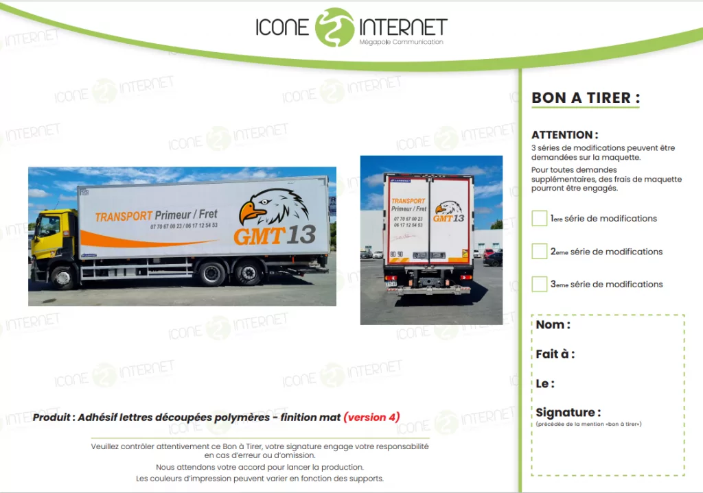 Futur flocage d'un camion poids lourd