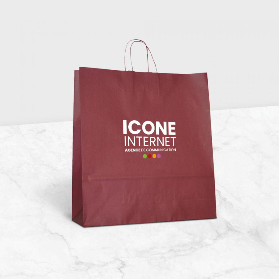 Sac kraft à anses torsadées , enseignes, imprimerie