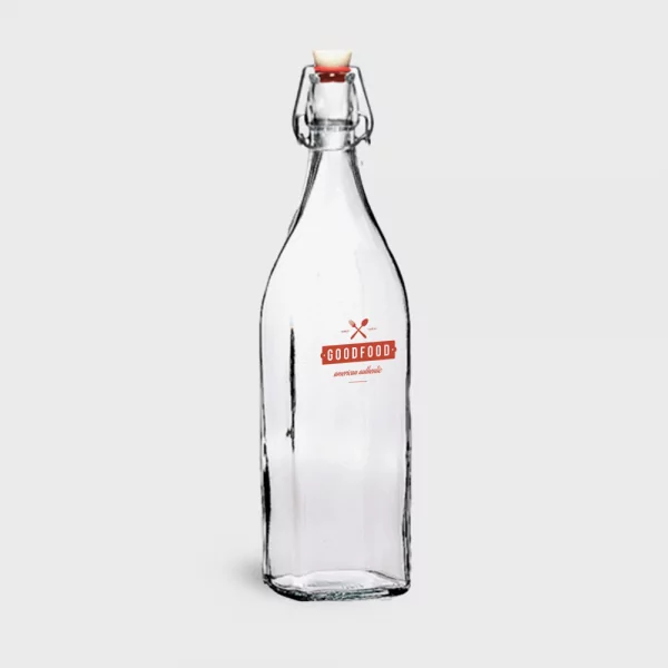 Bouteille carrée à bouchon mécanique Evian