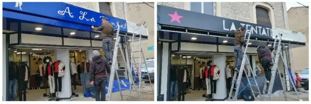 Enseigne caisson lumineux pret a porter