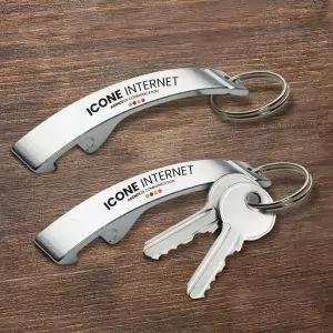 Porte-clés décapsuleur métal personnalisé et publicitaire