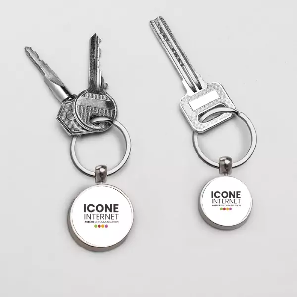 Porte-clés luxes ronds personnalisé et publicitaire