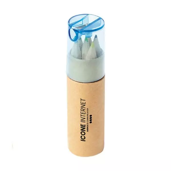 boite crayon de couleur bleu