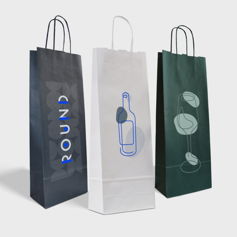 Sacs Kraft pour bouteille de vin , enseignes, imprimerie