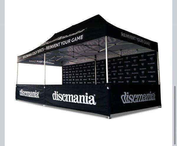 Barnum, tente, gazebo personnalisation fronton et mur de fond
