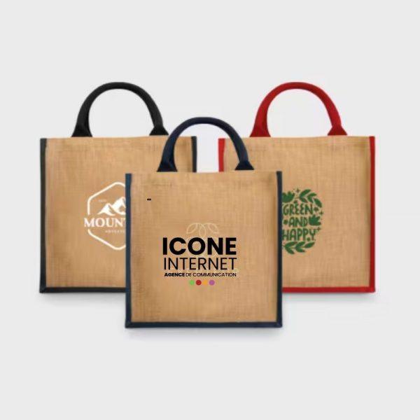 Sac toile de jute avec anses colorées – Image 3