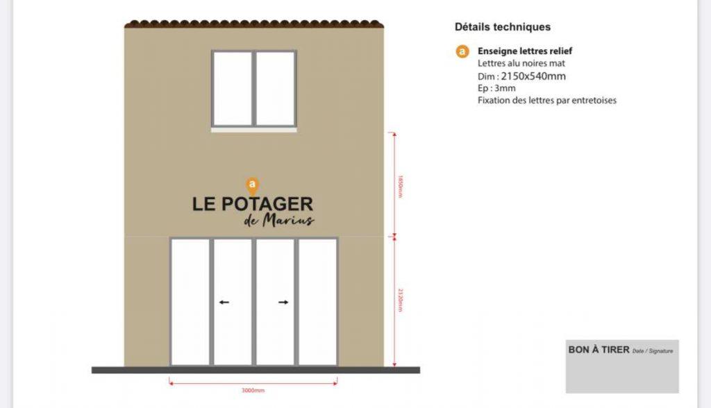 enseigne lettres decoupées plan