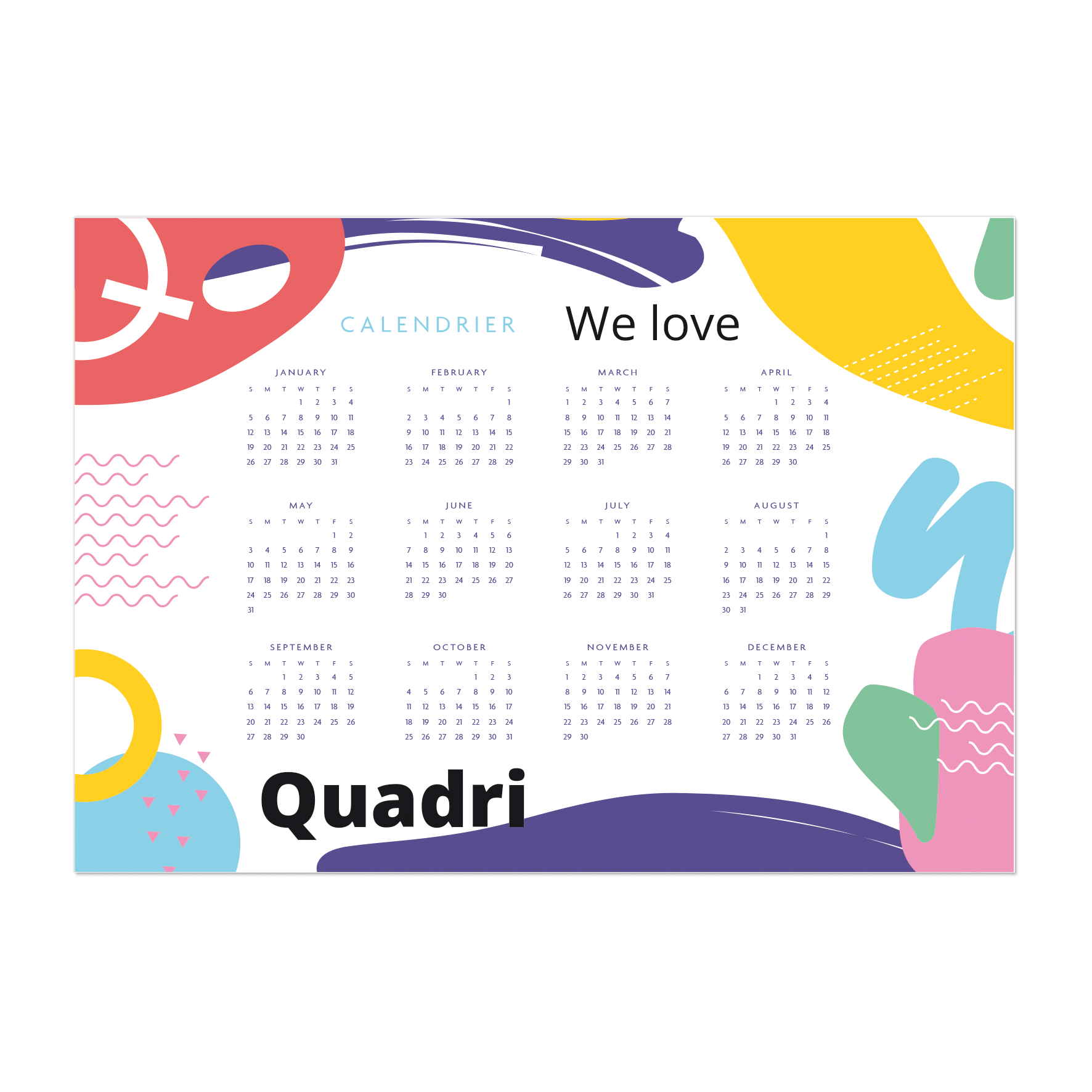 CALENDRIER PERSON. CARTON