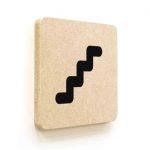 Plaque de porte carrée Picto Escaliers en Bois médium - 120 x 120 - Gamme Leaf®