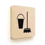 Plaque de porte carrée Picto Local ménage en Bois médium - 120 x 120 - Gamme Leaf®