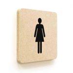 Plaque de porte carrée Picto Toilettes Femme en Bois médium - 120 x 120 - Gamme Leaf®