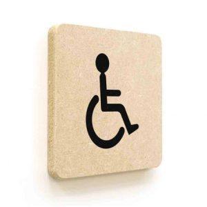 Plaque de porte carrée Picto Toilettes Handicapés en Bois médium - 120 x 120 - Gamme Leaf®