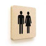 Plaque de porte carrée Picto Toilettes Hommes Femmes en Bois médium - 120 x 120 - Gamme Leaf®
