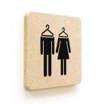 Plaque de porte carrée Picto Vestiaires en Bois médium - 120 x 120 - Gamme Leaf®