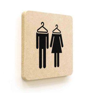 Plaque de porte carrée Picto Vestiaires en Bois médium - 120 x 120 - Gamme Leaf®
