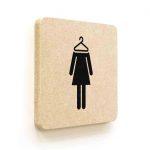 Plaque de porte carrée Picto Vestiaires Femmes en Bois médium - 120 x 120 - Gamme Leaf®