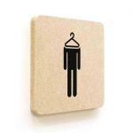 Plaque de porte carrée Picto Vestiaires Hommes en Bois médium - 120 x 120 - Gamme Leaf®
