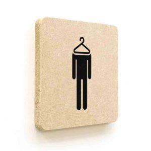 Plaque de porte carrée Picto Vestiaires Hommes en Bois médium - 120 x 120 - Gamme Leaf®