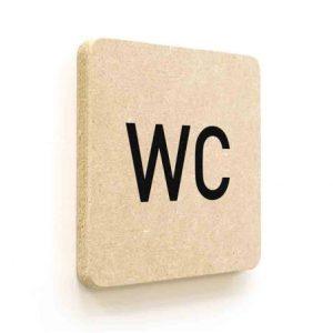 Plaque de porte carrée Texte WC en Bois médium - 120 x 120 - Gamme Leaf®