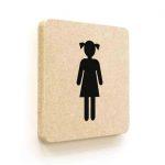 Plaque de porte carrée Toilettes Filles en Bois médium - 120 x 120 - Gamme Leaf®