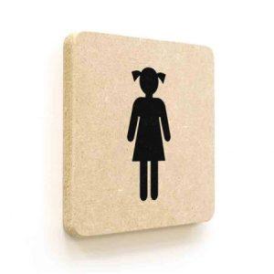 Plaque de porte carrée Toilettes Filles en Bois médium - 120 x 120 - Gamme Leaf®