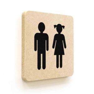 Plaque de porte carrée Toilettes Filles Garçons en Bois médium - 120 x 120 - Gamme Leaf®