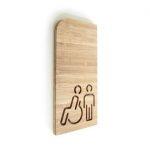 Plaque de Porte Toilettes Hommes Handicapés - H 200 x Larg 97 mm - Bambou -Gamme Woody®