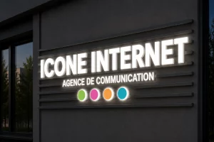 Enseigne lettres boitiers lumineuses avec montage sur lisses