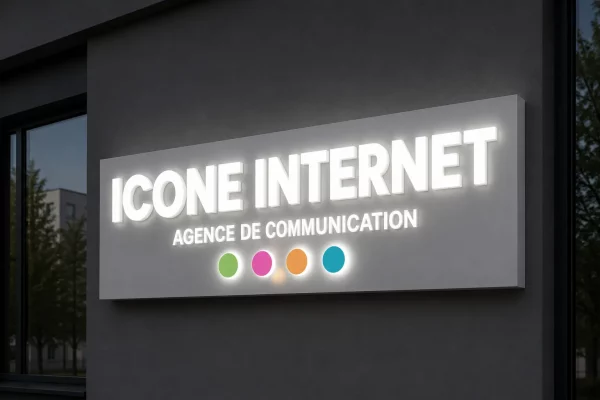 Enseigne lettres boitiers lumineuses avec montage sur tôle tablette