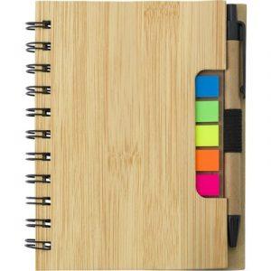 Porte-mémo, carnet (70 pages lignées), stylo, notes autocollantes en 5 couleurs