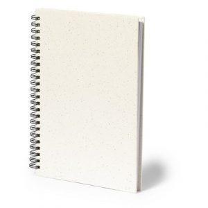 Carnet A5 (80 feuilles vierges), couverture rigide en carton recyclé, reliure spirale